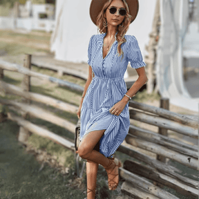 Vestido Midi Listrado